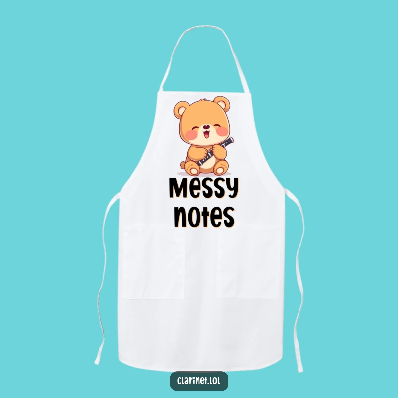 Funny Bear Cub Clarinet Apron: Cook Up Smiles in the Kitchen!