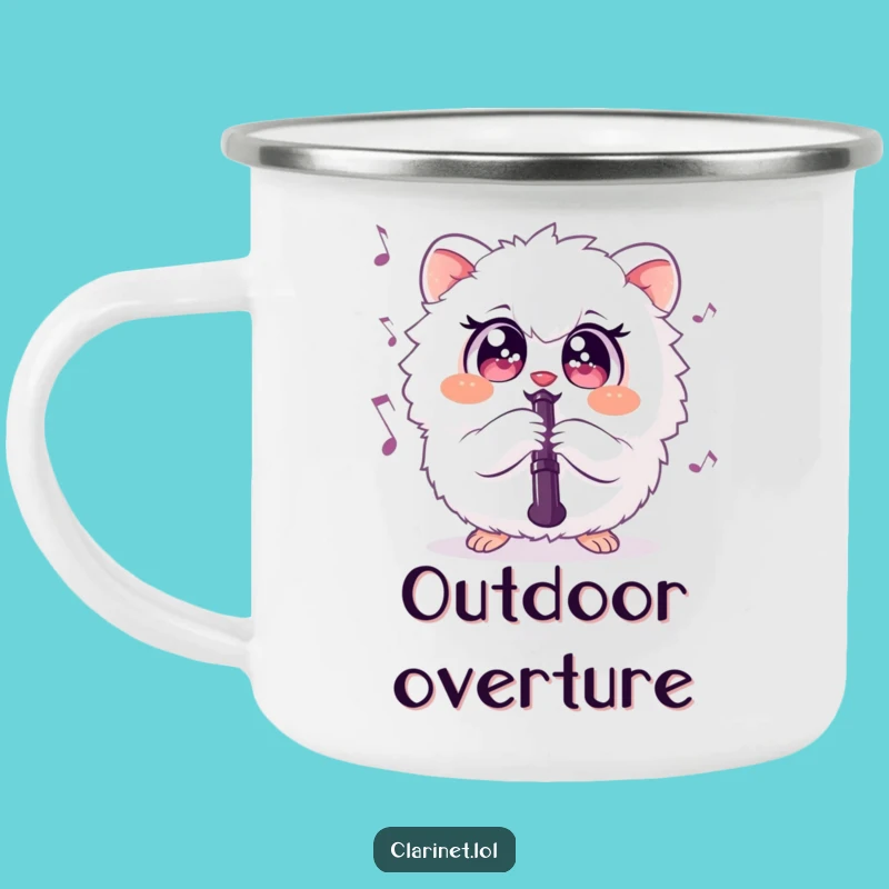 Funny Fluffy Creature Clarinet Camping Mug: Adventure with Hilarious Music