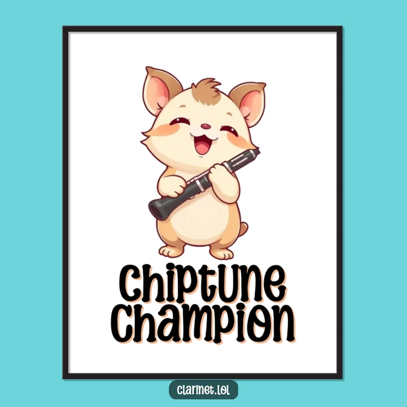 Funny Energetic Creature Clarinet Digital Art: Instant Musical Motivation