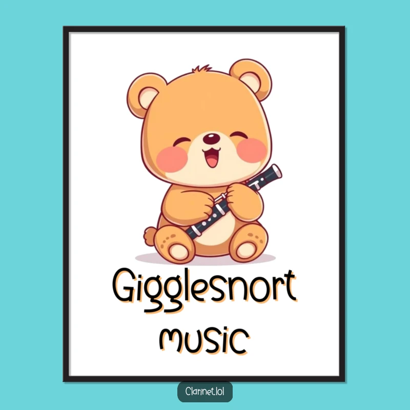 Funny Bear Cub Clarinet Poster: Bring Joyful Music and Laughter to Your Walls