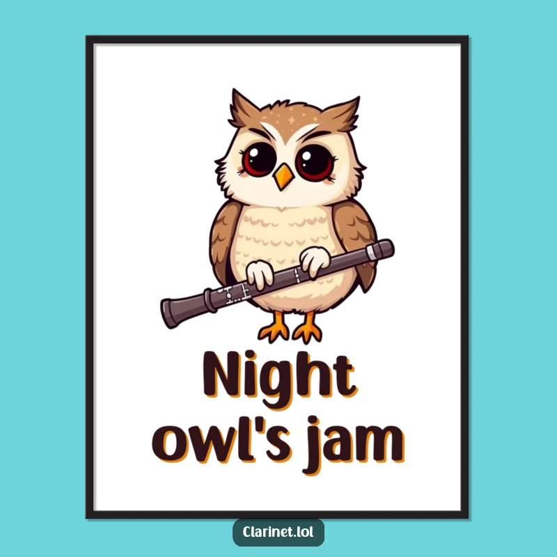 Owl Clarinet Art Poster: Rhythmic Fun for Your Walls!