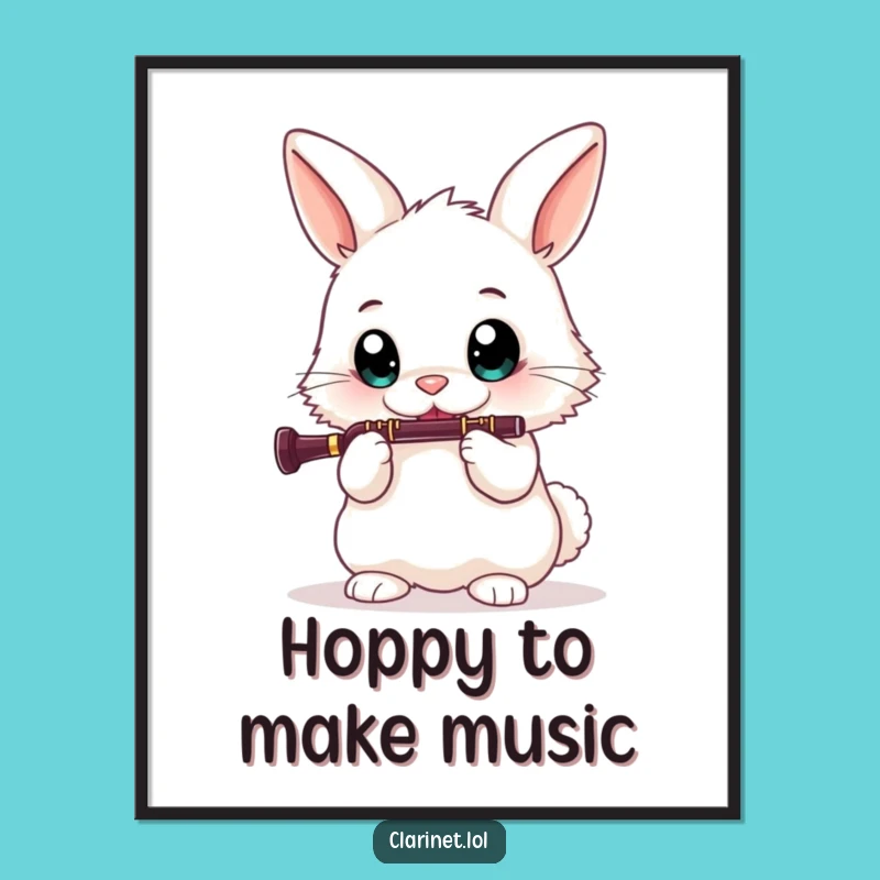 Free Printable Bunny Clarinet Wall Art - Funny Downloadable Decor for Music Lovers
