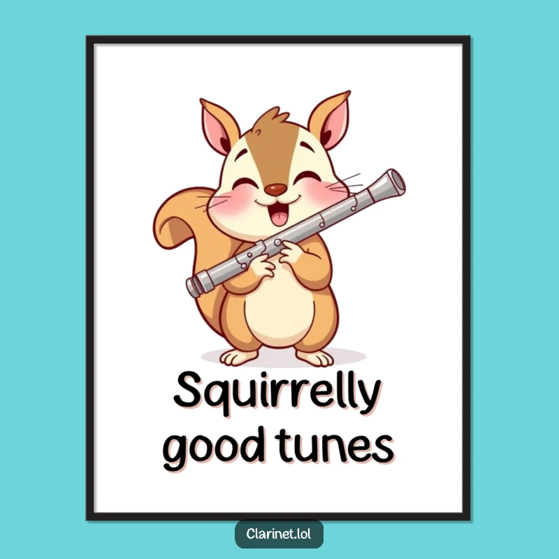 Free Printable Squirrel Clarinet Wall Art - Energetic Downloadable Decor for Music Fans