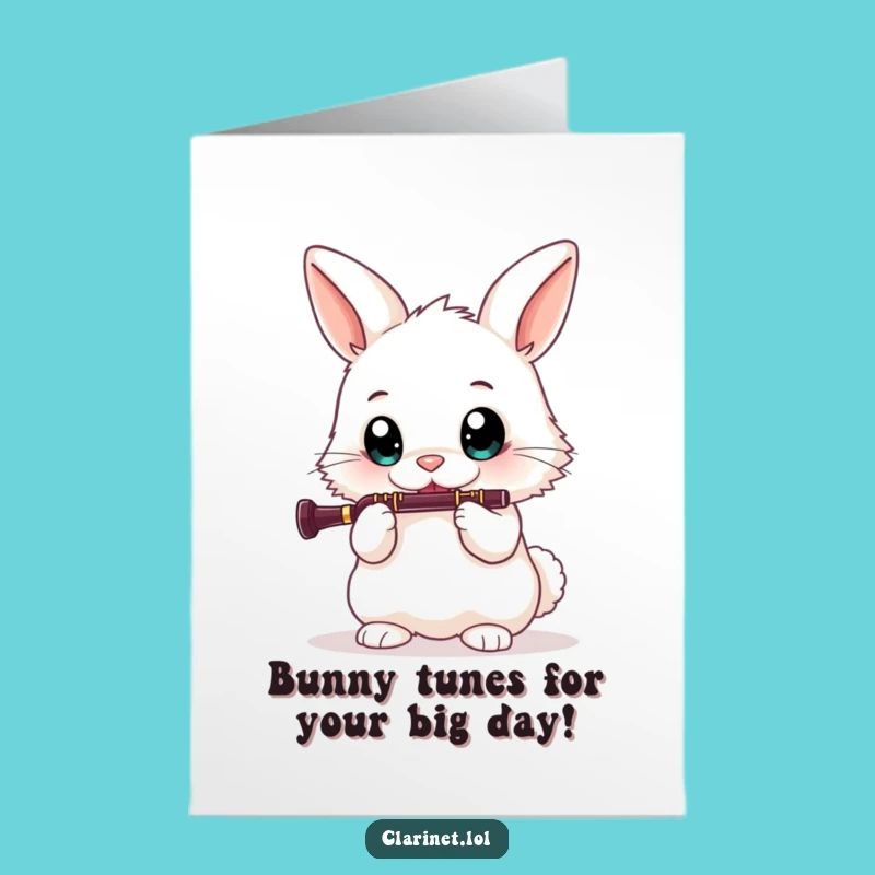Free Printable Bunny Clarinet Birthday Card - Funny Downloadable Gift for Music Lovers