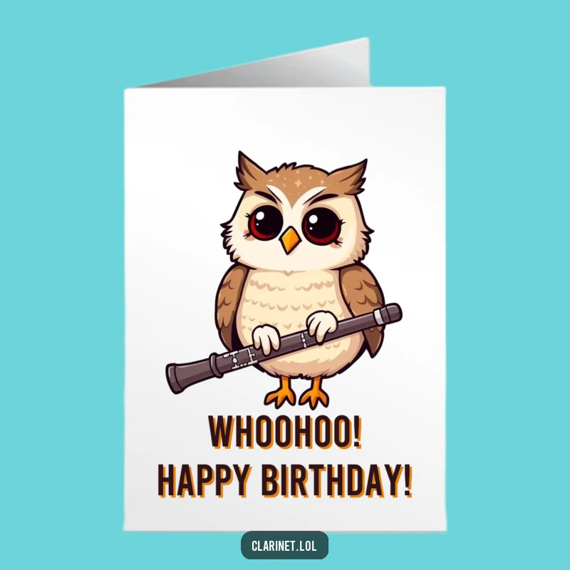 Free Printable Owl Clarinet Birthday Card - Hoot-arious Downloadable Gift for Music Fans
