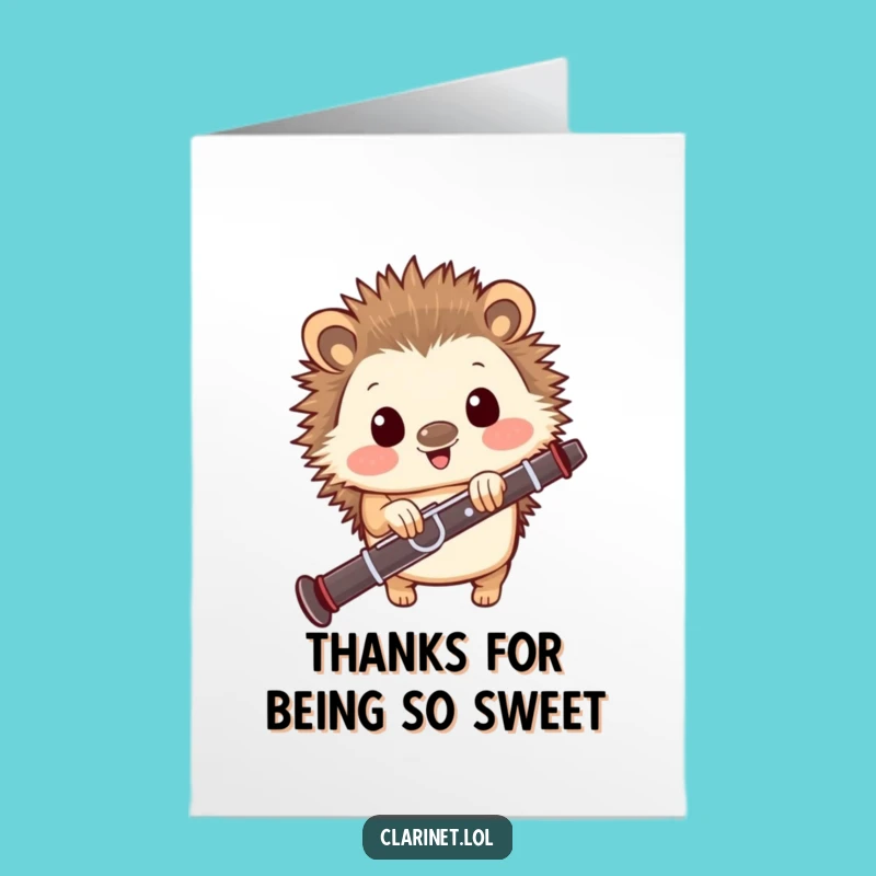 Free Printable Hedgehog Clarinet Thank You Card - Sweet Downloadable Note for Gratitude