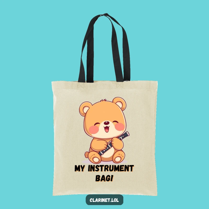 Funny Bear Cub Clarinet Tote Bag: Carry Your Laughs in Style!